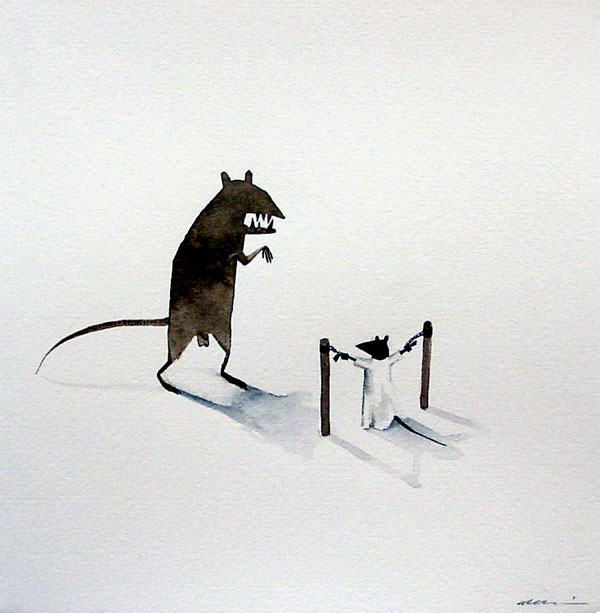Edward del Rosario 'Daily Rat Series #13' , 2004, 7.5 x 7.5 Inches , watercolor on paper